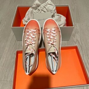 Santoni leather low top sneakers womens size 36